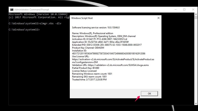 Kiểm tra Win bản quyền bằng CMD