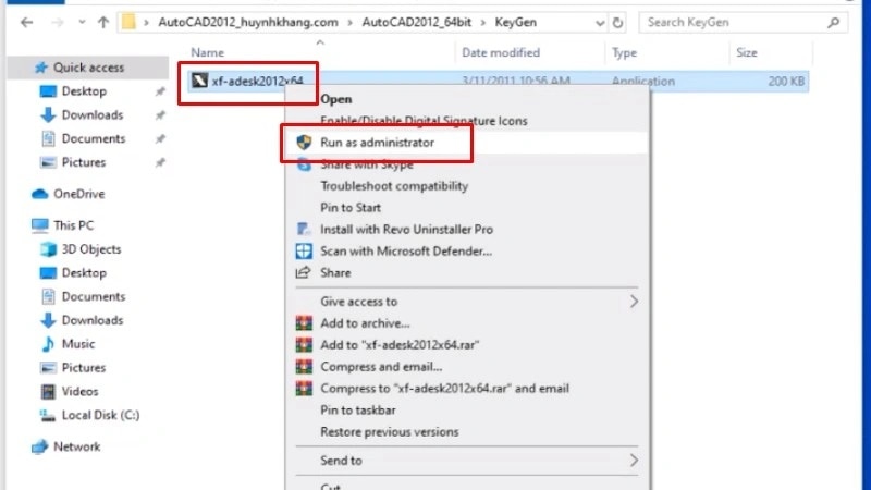 Chuột phải file, chọn Run as administrator để tránh lỗi