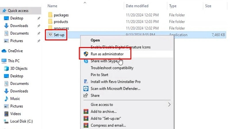 Mở và giải nén tệp cài đặt Photoshop 2025