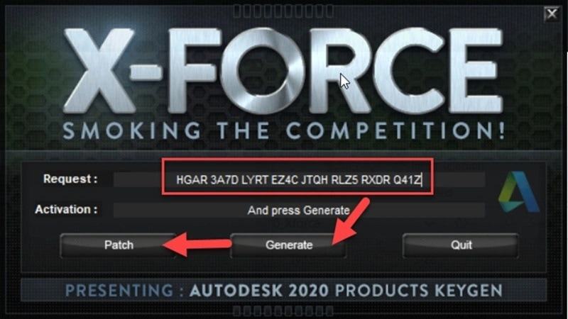 Nhấn Generate rồi Patch để kích hoạt Serial Number và Product Key Civil 3D 2020: Hướng Dẫn Kích Hoạt