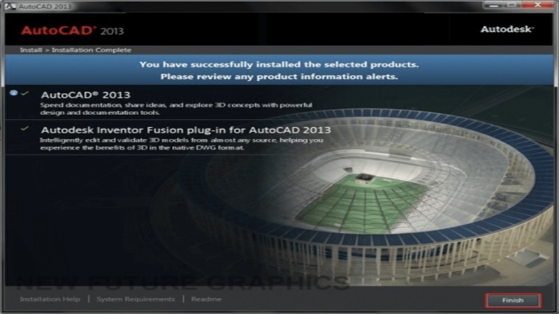 Bước cuối tải autocad 2013