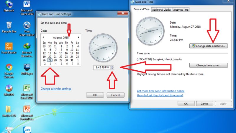 Cách cài đặt ngày giờ trên máy tính win 7 win 10 chạy sai giờ