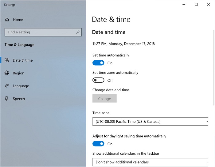 Cách cài đặt vị trí ngày và giờ