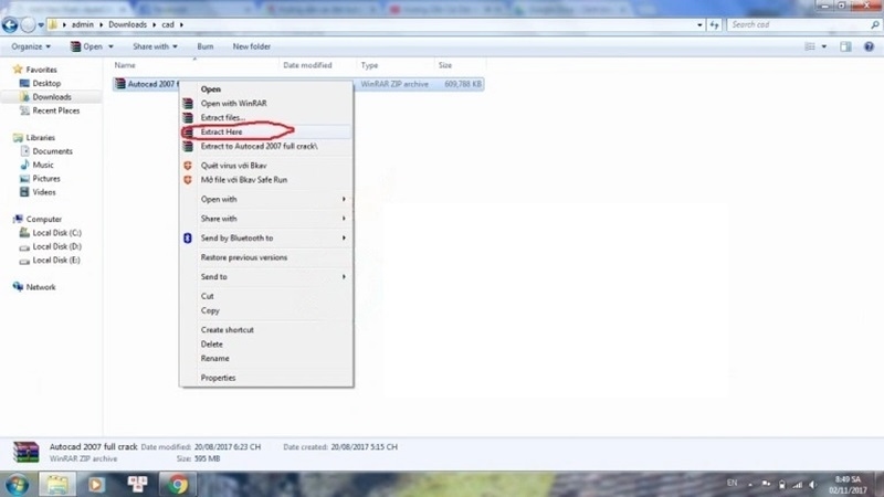 Giải nén file cài đặt AutoCAD