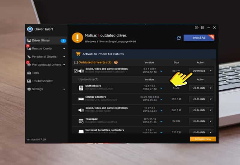 Sử dụng Driver Talent để cài Bluetooth cho laptop