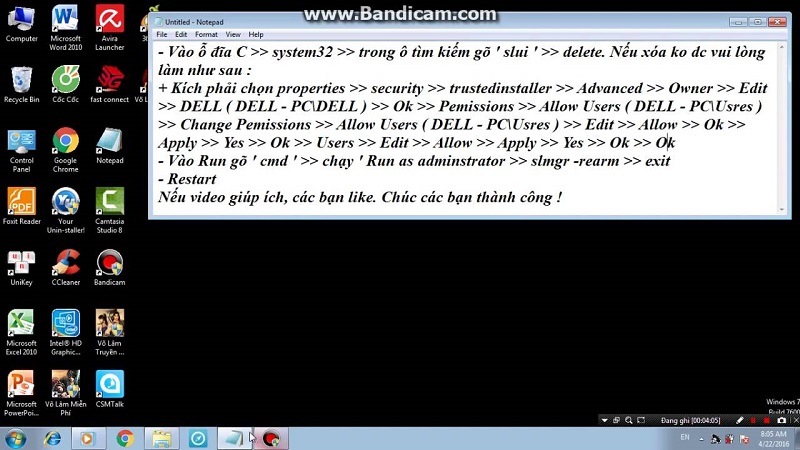 Sửa lỗi this copy of windows is not genuine win 7 build 7601 bằng Command prompt