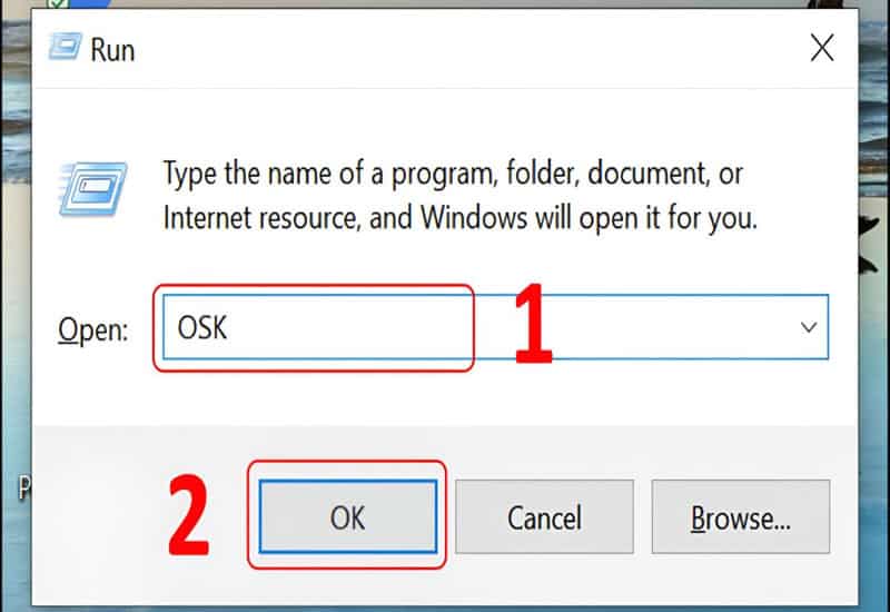 Nhập lệnh trong Run để bật bàn phím ảo Windows Sử dụng cửa sổ Run để mở bàn phím ảo nhanh