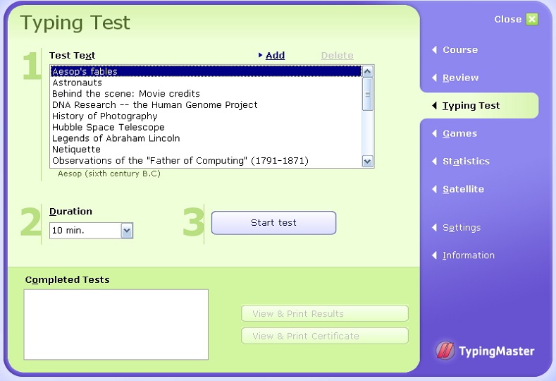 Typing Test là một phần mềm luyện gõ 10 ngón khá được ưa chuộng