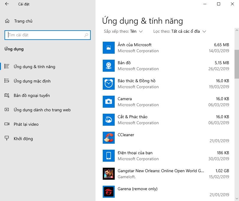 Gỡ ứng dụng không dùng đến để tăng tốc win 10