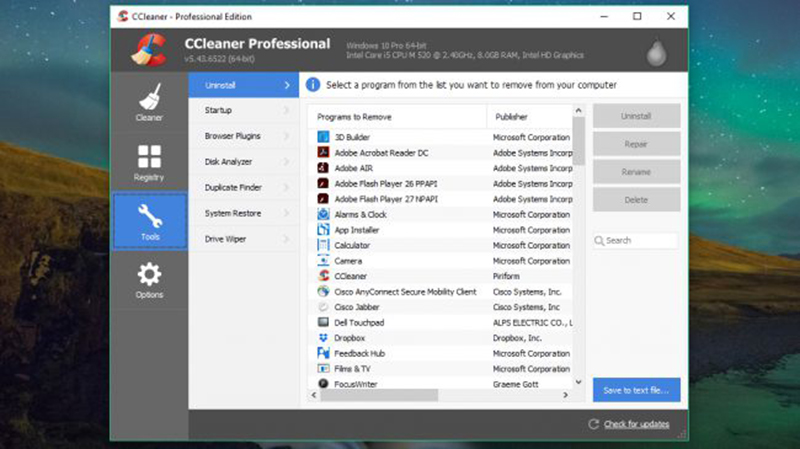 Phần mềm Ccleaner giúp bạn gỡ bỏ những ứng dụng không mong muốn